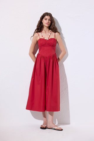 Ruched Corset Dress Red