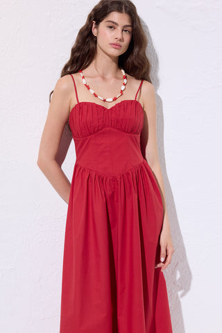 Ruched Corset Dress Red