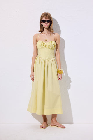 Ruched Corset Dress Yellow