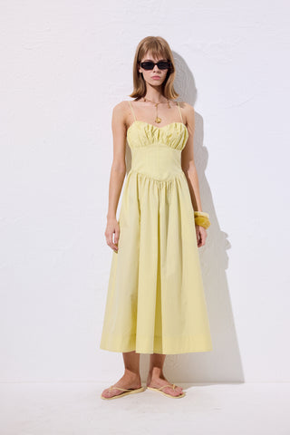 Ruched Corset Dress Yellow