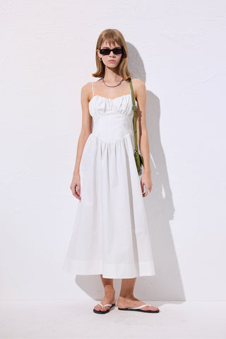 Ruched Corset Dress Ecru