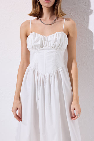 Ruched Corset Dress Ecru