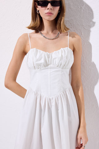 Ruched Corset Dress Ecru