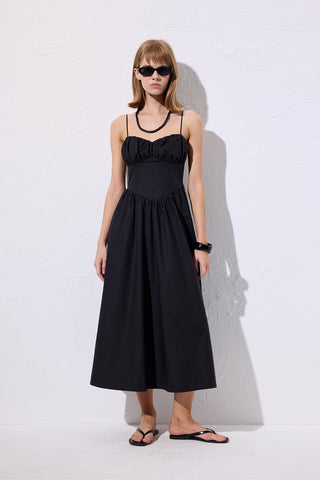 Ruched Corset Dress Black