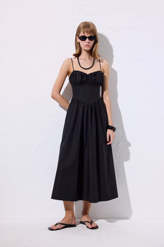 Ruched Corset Dress Black Manuka Global Ruched Corset Dress Black Manuka Global