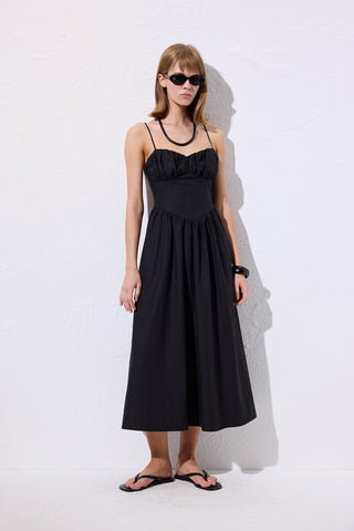 Ruched Corset Dress Black