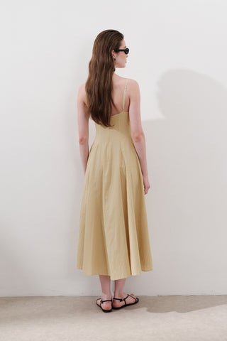 Ruched Strappy Dress Pastel Yellow