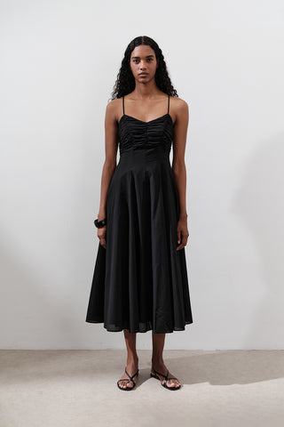 Ruched Strappy Dress Black