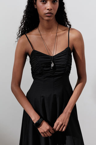 Ruched Strappy Dress Black