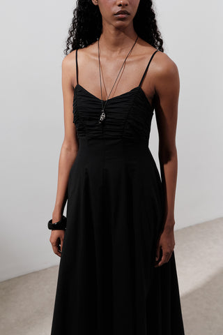 Ruched Strappy Dress Black