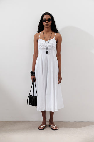 Ruched Strappy Dress Ecru