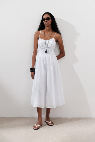 Ruched Strappy Dress Ecru