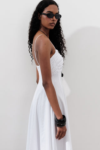 Ruched Strappy Dress Ecru