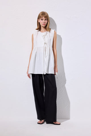 Drawstring Detail Vest Ecru