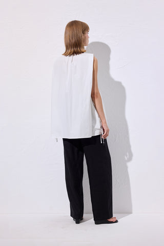Drawstring Detail Vest Ecru