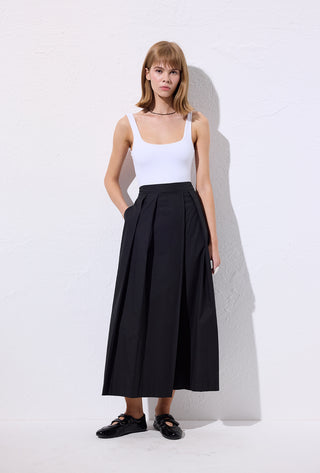 Wide Pleated Trousers Black
