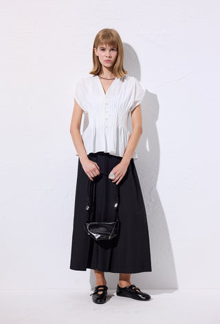Wide Pleated Trousers Black
