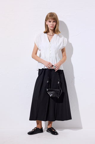 Sleeveless Pleated Blouse Ecru