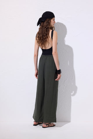 Muslin Tie Trousers Dark Green