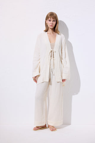 Muslin Kravat Pantolon Bej