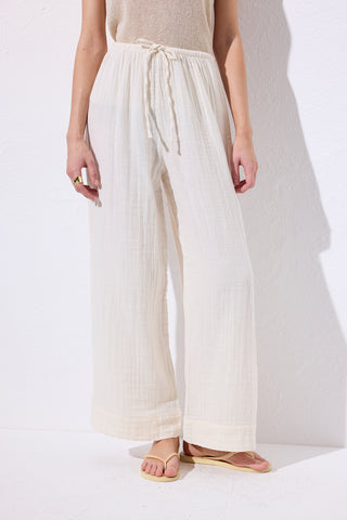 Muslin Kravat Pantolon Bej