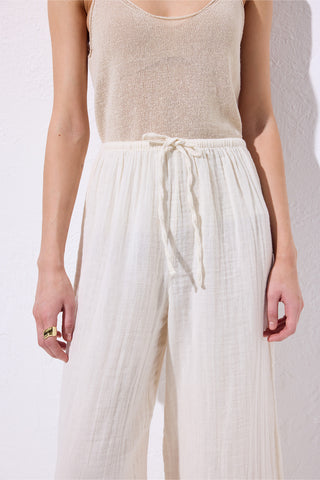 Muslin Kravat Pantolon Bej