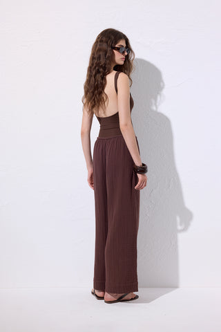 Muslin Tie Trousers Dark Brown