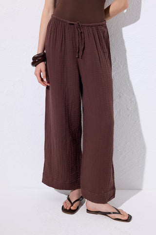 Muslin Tie Trousers Dark Brown