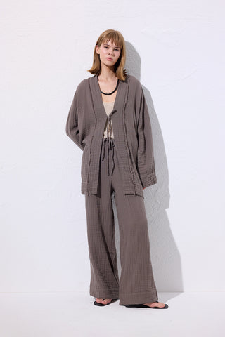 Muslin Wide-Sleeve Kimono Grey