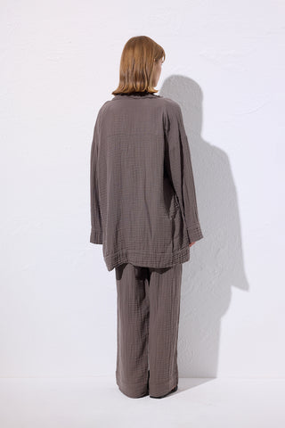 Muslin Wide-Sleeve Kimono Grey