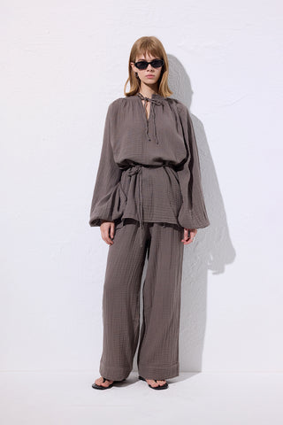 Muslin Tie Blouse Grey