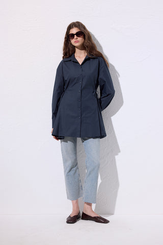 Tie-Front Shirt Navy Blue