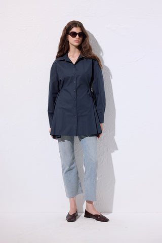 BAĞLAMA DETAYLI GÖMLEK LACİVERT