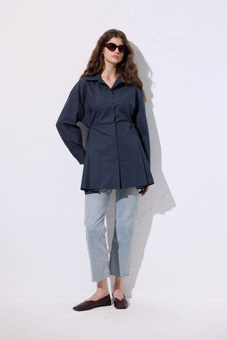 Tie-Front Shirt Navy Blue