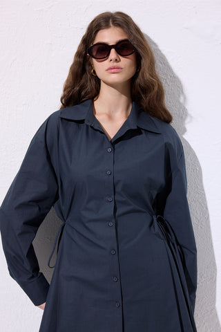Tie-Front Shirt Navy Blue