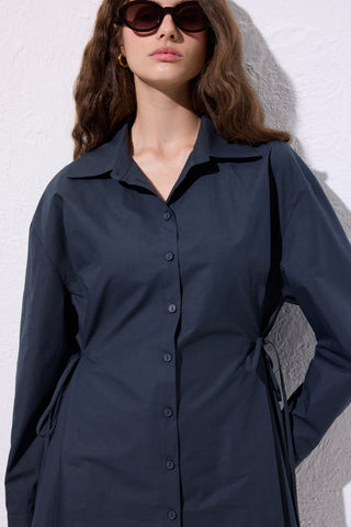 Tie-Front Shirt Navy Blue