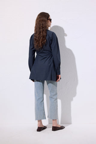 Tie-Front Shirt Navy Blue