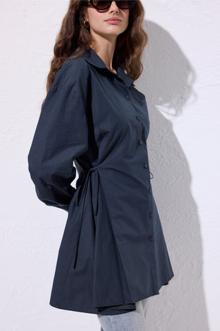 Tie-Front Shirt Navy Blue