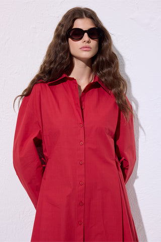 Tie-Front Shirt Red