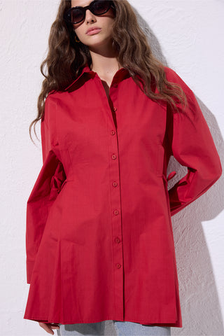 Tie-Front Shirt Red