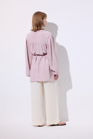 Embroidered Muslin Shirt Powder