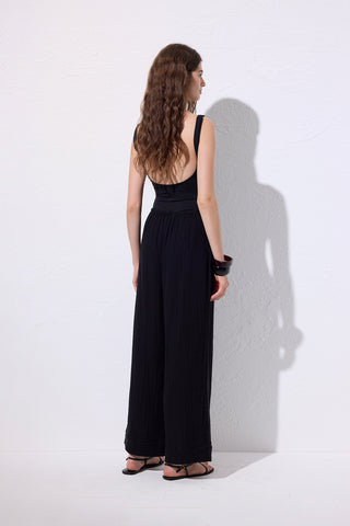 Muslin Kravat Pantolon Siyah