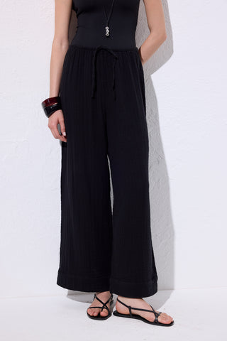 Muslin Tie Trousers Black