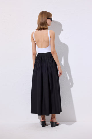 Pleated Wide Skirt Black