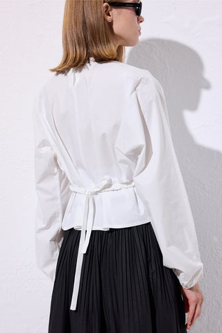 Tie Detail Cropped Blouse Ecru