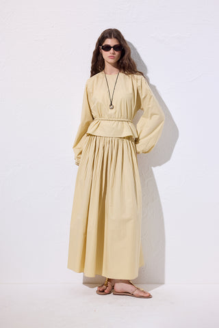 Tie Detail Cropped Blouse Soft Yellow