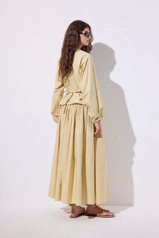 Tie Detail Cropped Blouse Soft Yellow