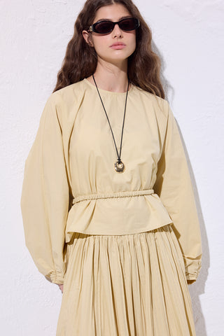 Tie Detail Cropped Blouse Soft Yellow