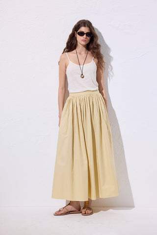 Pleated Wide Skirt Yellow