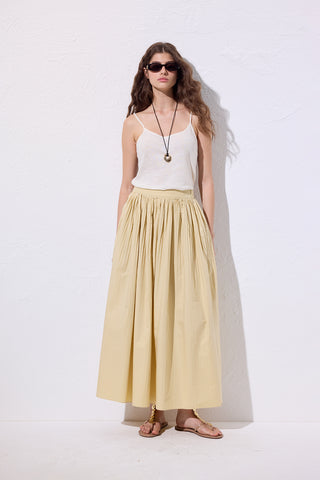 Pleated Wide Skirt Yellow
